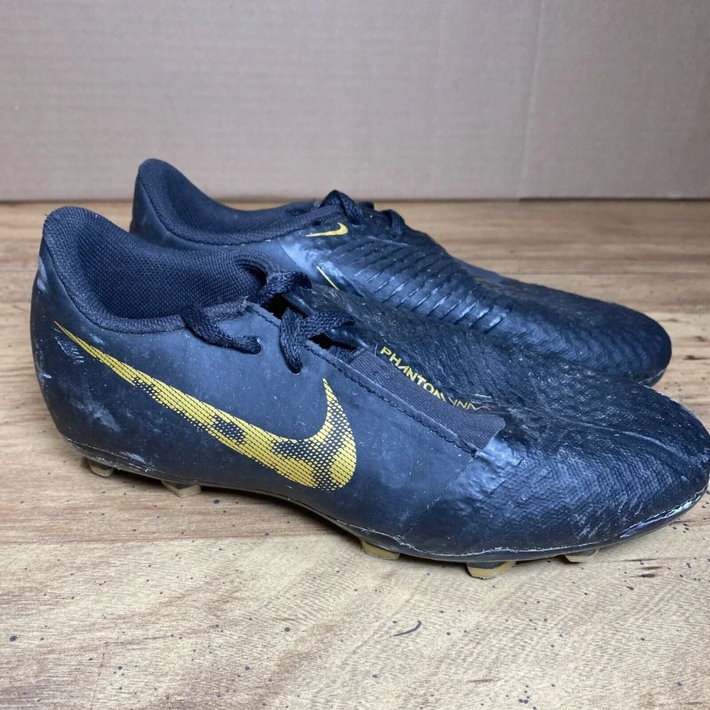 Nike Skin Soccer Cleats Phantom Venom Youth Size 2.5Y Black Gold Kids Outdoor‎